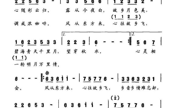 心往故乡飞（缪新华词 戚建波曲） - 乐谱
