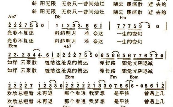 夕阳之歌(梅艳芳) - 乐谱