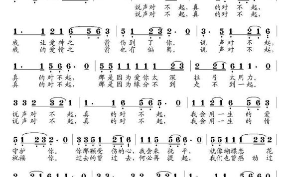 说声对不起（宋根成词曲） - 乐谱