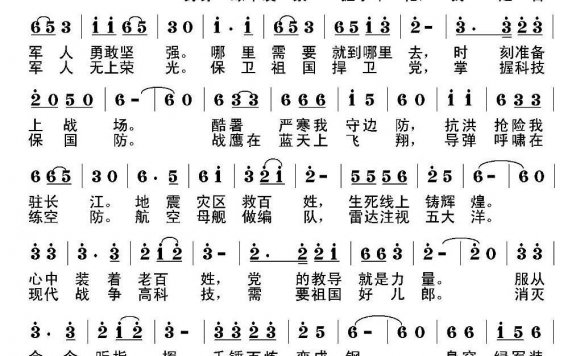 军人之歌（祁永林词 邵长友曲） - 乐谱