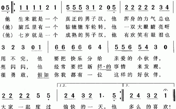 小小男子汉（电视剧《棒棒真棒》插曲） - 乐谱