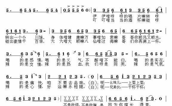 川菜馆酒歌(川味歌曲) - 乐谱