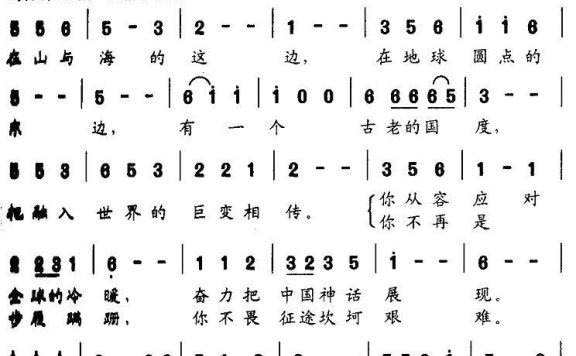 扬帆中国（孟庆云曲 杨春光词） - 乐谱