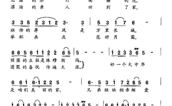 中华是我家（吴善翎词 王猛曲） - 乐谱