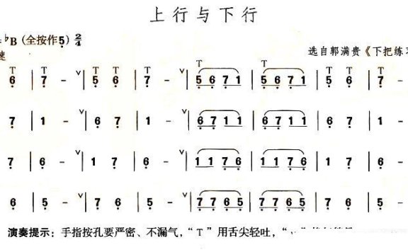 上行与下行（选自郭满贵《下把练习》） - 乐谱