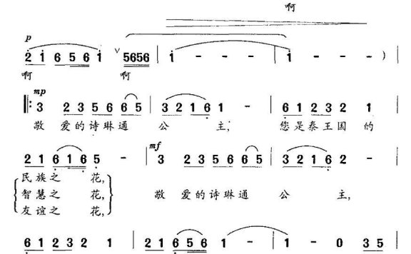 诗琳通公主礼赞（王胜利曲 李润新词） - 乐谱