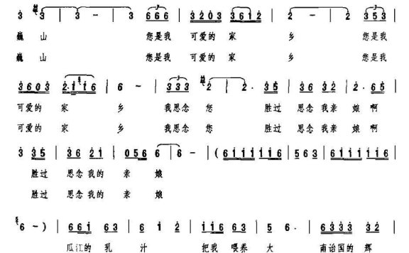 巍山，您是我可爱的家乡（李昇词曲） - 乐谱