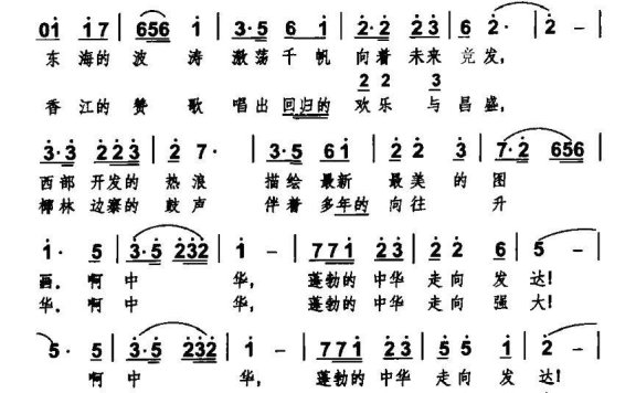 蓬勃的中华（罗琼芬曲 邓章泉词） - 乐谱