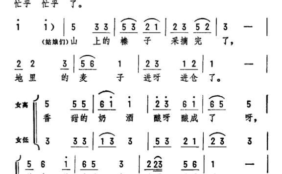 该帮娜日丝忙乎忙乎了（歌剧《佐领的女儿》选曲） - 乐谱