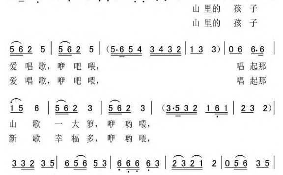 山里的孩子爱唱歌（王冠群词 楼勤曲） - 乐谱