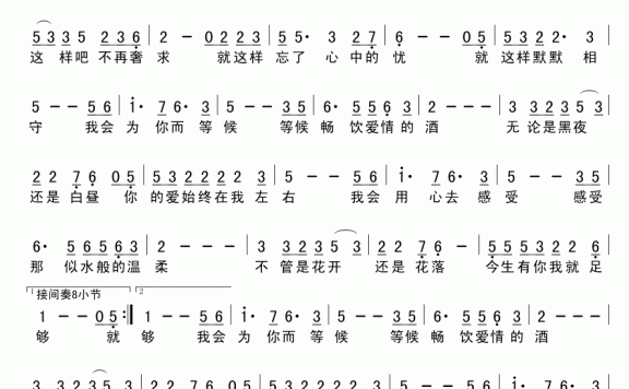我会为你守侯（张宏凯、梦秋词曲） - 乐谱