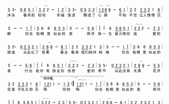 你在我眼里如此的美(无恐音乐制谱) - 乐谱