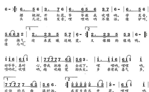 爷爷教我吹唢呐（何德林词 李学鹏曲） - 乐谱