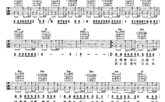 挪威的森林(吉他谱/六线谱 伍佰演唱) - 乐谱