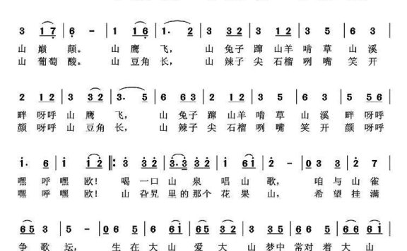 山里的孩子爱大山（何新文、陈默曲 李景义词） - 乐谱
