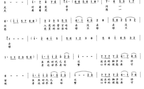 咱在党旗下举过手（程龙曲 余永金词） - 乐谱