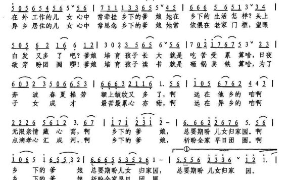 乡下的爹娘（范修奎词 林相友曲） - 乐谱