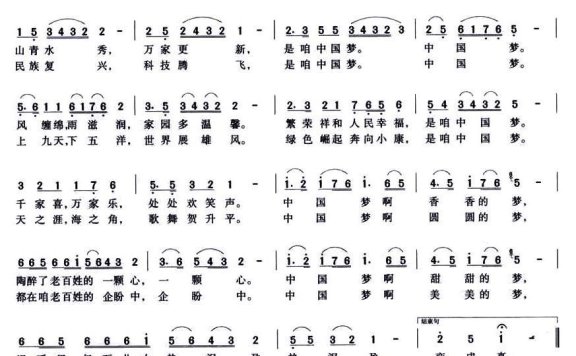 中国梦(翟桂英词 魏松曲) - 乐谱
