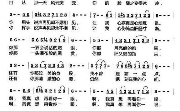 我真想再看你一眼（张家易词 莫恭敏曲） - 乐谱