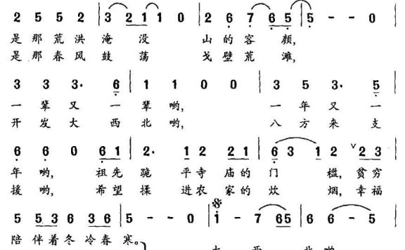 大西北放歌（张教德曲 韩忠相词） - 乐谱
