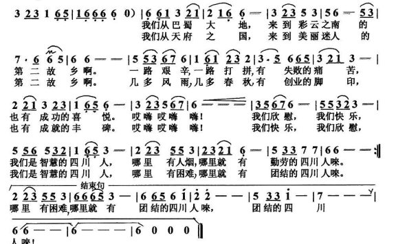 智慧的四川人（杨培彬曲 郑明词） - 乐谱