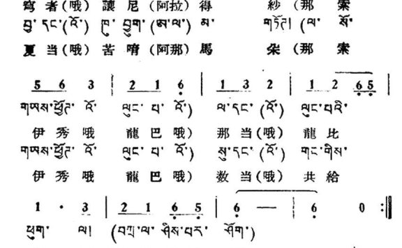 伊秀龙巴（藏族民歌、藏文及音译版） - 乐谱