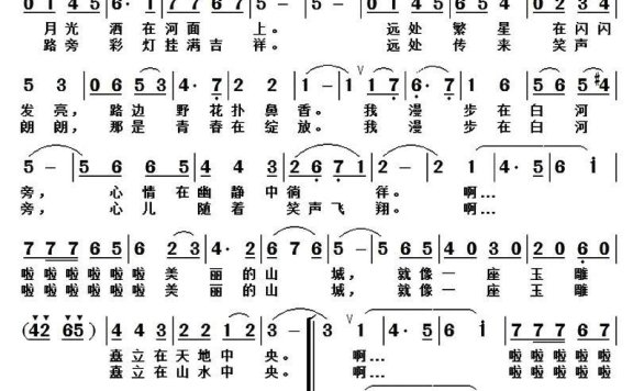 美丽的山城（韩传芳词 李红俊曲） - 乐谱