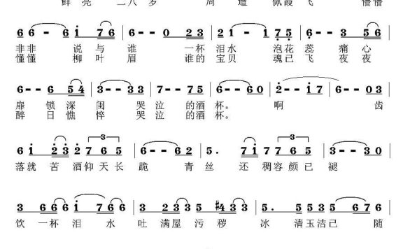 哭泣的酒杯（焦新红曲 单来民词） - 乐谱