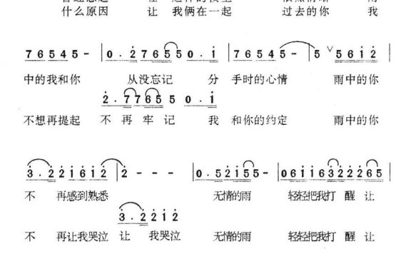 无情的雨，无情的你（齐秦演唱） - 乐谱