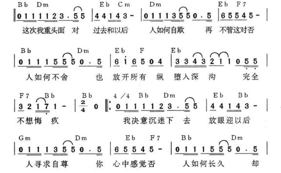 执迷不悔（国语版 王靖雯演唱） - 乐谱