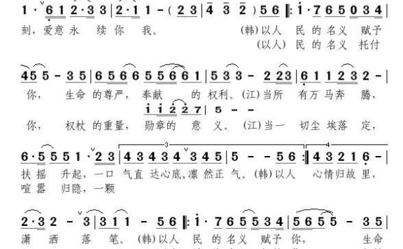 以人民的名义(电视剧《人民的名义》片尾曲) - 乐谱