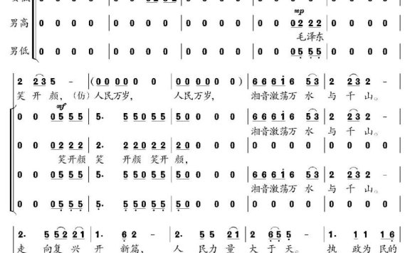 为人民点赞（李昌明词 程源曲） - 乐谱