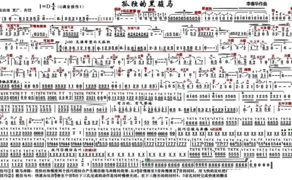 孤独的黑骏马（技巧谱 李春华曲） - 乐谱
