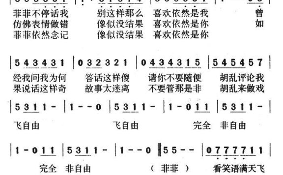 流非飞(王靖雯演唱) - 乐谱