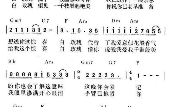 白玫瑰(叶玉卿演唱) - 乐谱