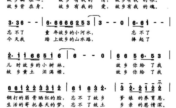 故乡情（张郁词 张晓媛曲） - 乐谱