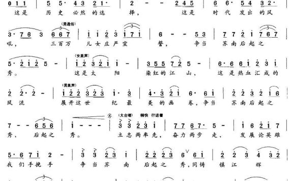 争当苏南后起之秀（宋继勇曲 陈亦兵词） - 乐谱