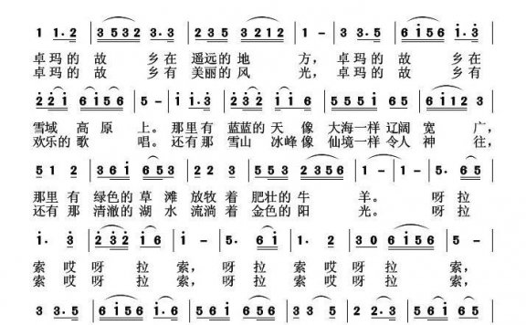 卓玛的故乡(金鸿为词 孙向岭曲) - 乐谱