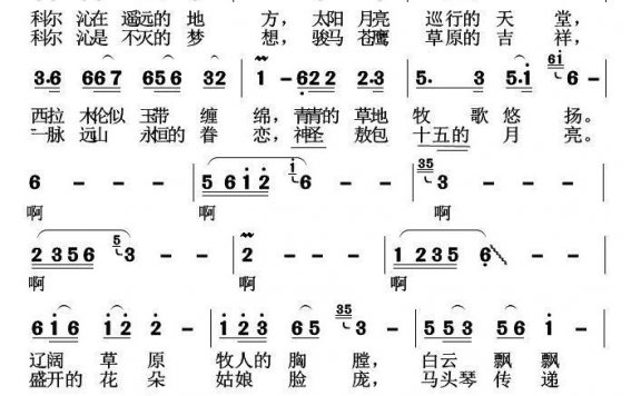 故乡科尔沁（元德智曲 张树琦词） - 乐谱