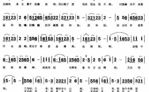 兰考,令我思考(莫恭敏曲 姜荣吉词) - 乐谱