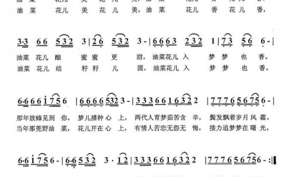 油菜花开梦也香（献给湖南常德追梦油菜花的父子俩） - 乐谱