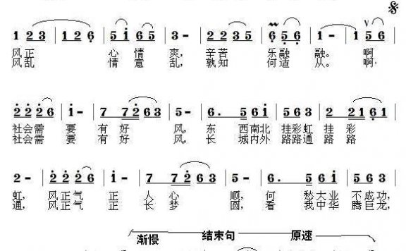 社会需要有好风（浅洋曲 何德林词） - 乐谱
