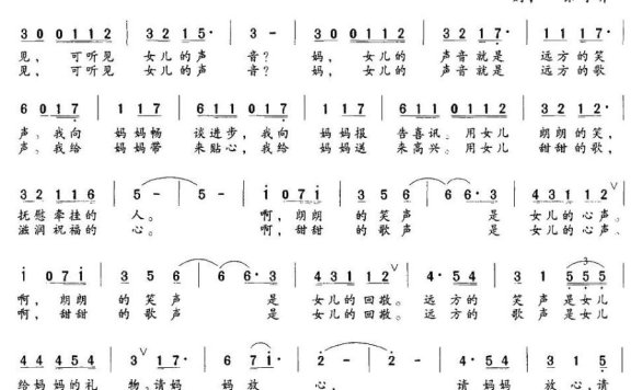 请妈妈放心（瞿琪霞曲 乐音词） - 乐谱