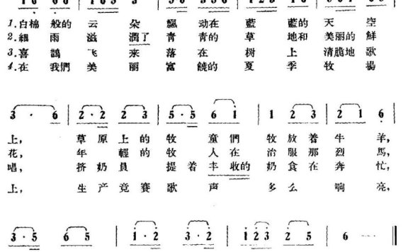 富饶的夏季牧场（却金扎布曲 苏格尔词） - 乐谱