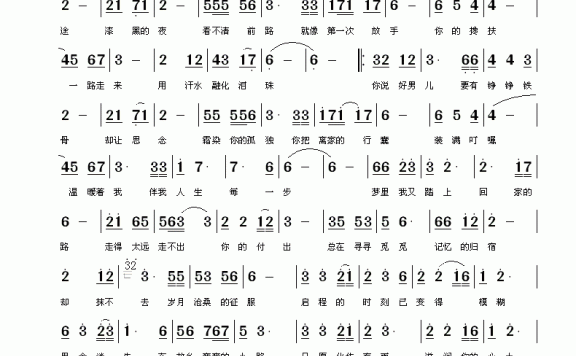 回家的路（赖建刚词 刘新民曲） - 乐谱