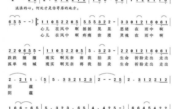 漂（李正文词 杨天解曲） - 乐谱