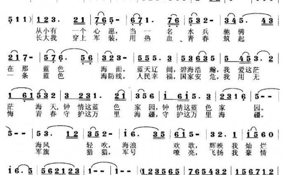 青春海防线（杨东宏词 莫恭敏曲） - 乐谱