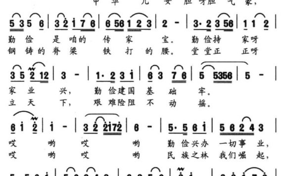 勤俭自强歌（张文启曲 李如会、王儒宗词） - 乐谱