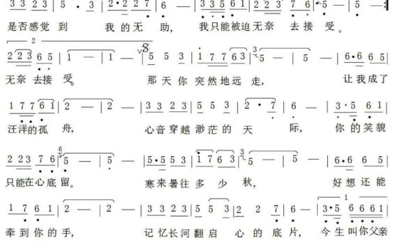 父亲，我还没叫够（朱平海曲 安妮词） - 乐谱