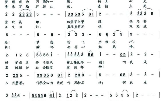 穿上警服那一刻（佘云映词曲） - 乐谱